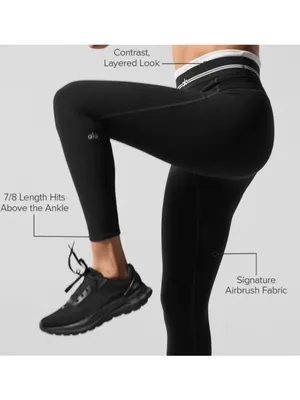 Alo Airbrush High-Waist 7/8 Better Together Leggings Black White Sporty Hi-Rise thumbnail 3