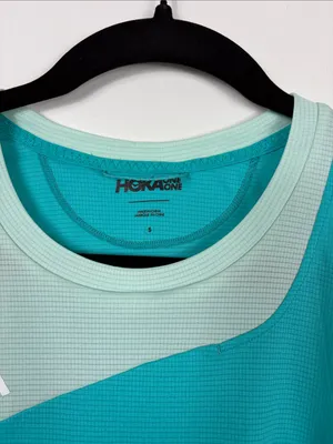 Hoka Glide Tank Top Women’s Size Small Cropped Teal Blue Racerback Active thumbnail 3