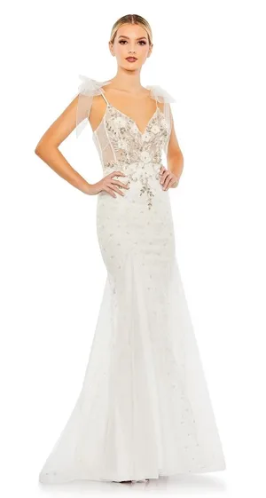 Mac Duggal White/Gold Mermaid Gown 50666 thumbnail 1