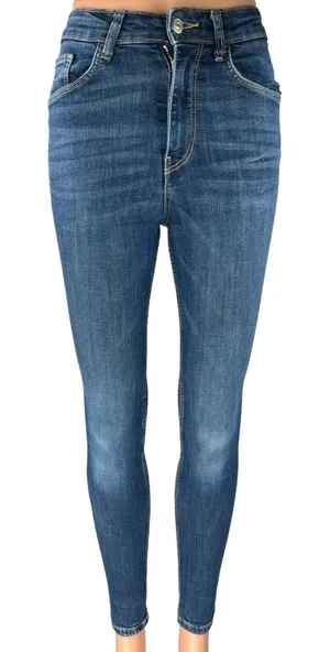 Zara Women's Blue High Waisted Medium Wash Stretch Skinny Denim Jeans Size 2 thumbnail 1