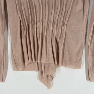 Elegant Lightweight‎ Cotton Blend Ballet Pink Ruffle Zip Front Cardigan Size M thumbnail 7