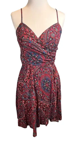 Abercrombie‎ Paisley Viscose Smocked Mini Dress Adjustable Straps Small thumbnail 1