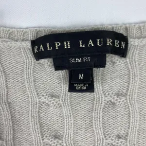 Ralph‎ Lauren Sweater Womens Medium Cable Knit V Neck Cashmere Slim Fit thumbnail 4