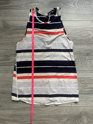 Lululemon Orange Blue Gray Striped Open Back Active Workout Tank Yoga Pilates thumbnail 4