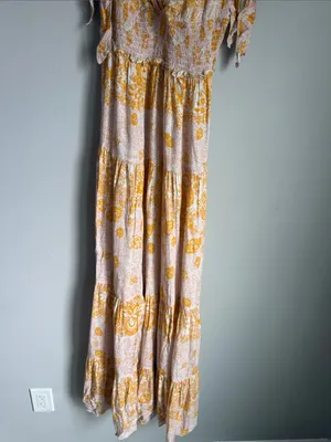Free People Let's Smock About It Floral Print Maxi Dress In Ivory Combo Small thumbnail 6