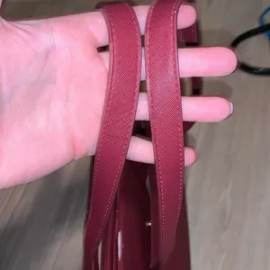 Dark Red faux leather Handbag Large Multi Compartment thumbnail 8