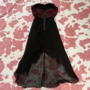 🖤 Gothic Romance Sheer Hi-Low Strapless Dress | Vampire Fairy • Dark Coquette • Y2K Formal • Festival Goth 🖤 thumbnail 8
