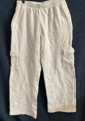 Brandy Melville Pants Womens Small Gray Cargo Sweatpants Wide Leg Casual thumbnail 1
