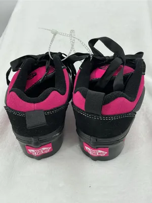 Vans Women’s Black and Hot Pink Lace-Up Skate Sneakers B50 thumbnail 4