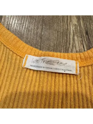 Free People Mustard Yellow Racerback Waffle Knit Tank Top Medium thumbnail 2