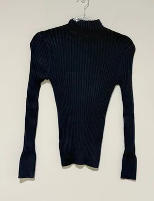 Loft Ribbed Mock Neck turtleneck Women's Top navy blue size small‎ thumbnail 1