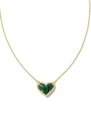 Kendra Scott Ari Heart Gold Pendant Necklace in Green Malachite thumbnail 7