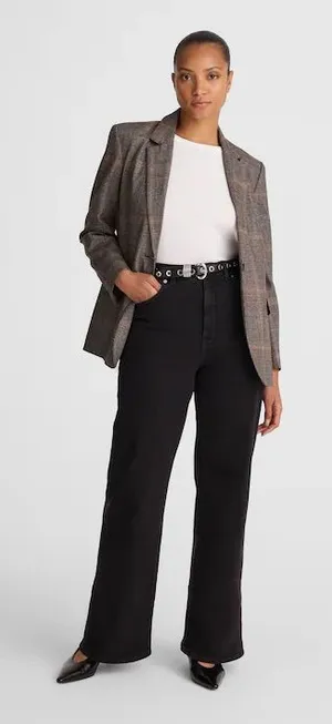 Madewell The Curvy Wide-Leg Jean in Black Frost Super Stretch Size 33 NWT thumbnail 1