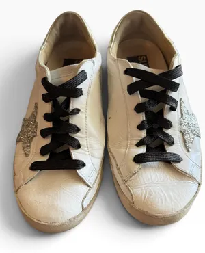 Golden Goose Super-Star Sneakers EU 39(9) White Leather Silver Glitter Star GGDB thumbnail 1