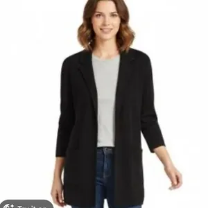 J. CREW Women's M Eloise Blazer Cardigan Sweater Black Wool Blend Patch Pockets thumbnail 13