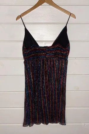 Forever 21 NWT shiny foil rainbow spaghetti strap mini dress thumbnail 5