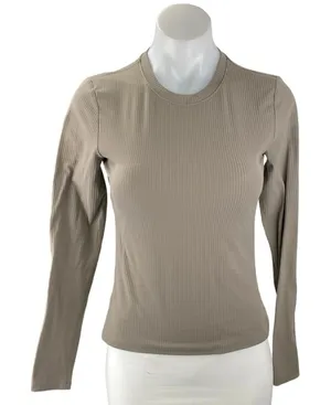 Aritzia TNA Action Women's Olive Green Long Sleeve Activewear Tee T-shirt Top S thumbnail 1