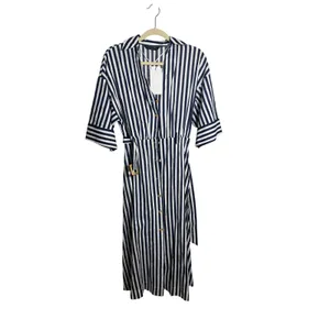 NWT Zara Blue White Striped Belted Dress Sz. XS thumbnail 8