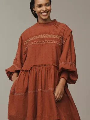 Anthropologie‎ Pilcro Long Sleeve Mock Neck Swing Mini Dress Womens Size XS thumbnail 6