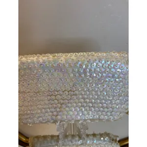 Glamorous White Beaded Sequin Clutch Evening Bag Formal Purse Fine Arts Bag thumbnail 9