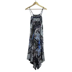 Ganji LA Boho Paisley Handkerchief Hem Maxi Dress Multi Color Festival Size S thumbnail 5