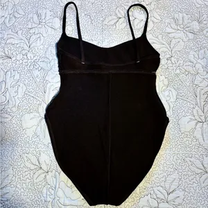 Vintage Oscar de la Renta Black White Bow One Piece Swimsuit Sz 14💛 thumbnail 7
