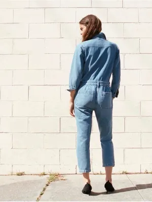 Everlane Light Wash Denim Short Sleeve Coverall Jumpsuit Boilersuit Utility 0 thumbnail 3