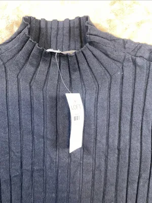 NWT LOFT Black Ribbed Mock Neck Sweater thumbnail 3