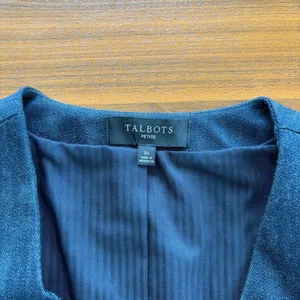2010s Talbots Petite Dark Wash Denim Vest Gold Crest Button Western Cowgirl 8P thumbnail 3