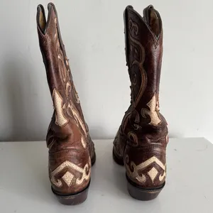 Tony Lama Y2K Floral Design Western Cowboy Boots Size 7 Brown thumbnail 8