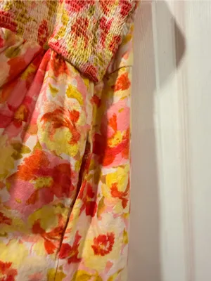 Old Navy Size XL Floral Linen Blend Smocked Back Adjustable Strap Mini Dress thumbnail 11
