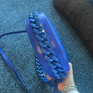 Blue purse with blue chain detailing thumbnail 5