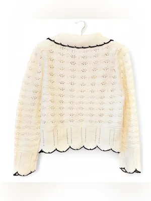 Anthropologie Women’s Collared Pointelle Button Front Cardigan Sweater Size L thumbnail 14