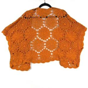 Jessica London 22/24‎ Orange Crochet Knit Floral Medallion Cardigan Boho Hippie thumbnail 5