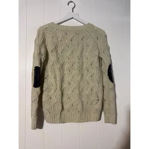 Akira Chicago Black Label Cable Knit Sweater Women's Small Elbow Patch Cream thumbnail 6