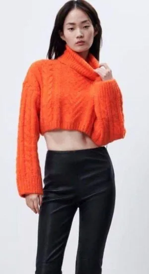 ZARA knitted turtleneck sweter top cardigan thumbnail 4