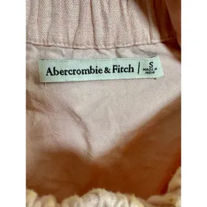Abercrombie & Fitch Pink Linen Blend Off Shoulder Ruffle Crop Top Womens Size S thumbnail 4