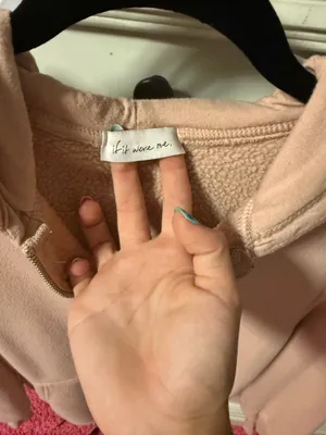Light pink quarter zip with hood Size XS thumbnail 3