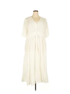 April Cornell White Cotton Maxi Dress XXL thumbnail 2