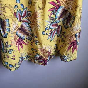Farm Rio Bria Smocked Dress Anthropologie Size S Petite Yellow Tropical Floral thumbnail 9