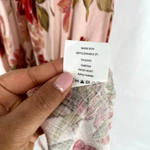 Paper Heart Maxi Dress Womens XL Multicolor Rose Floral Linen Blend V Neck thumbnail 9