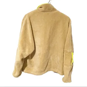 Urban Outfitters BDG Small Tan‎ Neon Trim Teddy Bear Sherpa Full Zip Jacket thumbnail 5