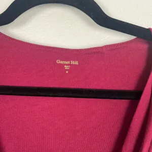 Garnet Hill Womens Gathered Waist Draped Dress Burgundy Red‎ Midi Size M thumbnail 4