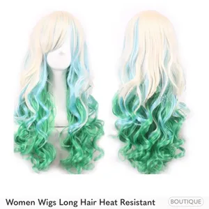 Festival cosplay wig blonde with blue and green thumbnail 2