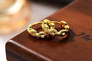 17mm Small Yellow Gold Color Hoop Earrings for Women thumbnail 2