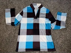 Women's casual cotton long sleeve plaid top‎ size large thumbnail 1