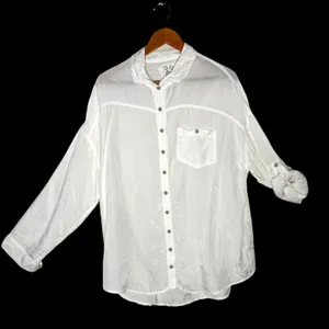 Johnny‎ Was Pete & Greta White Button Down Oversized Tunic Top Minimalist BOHO S thumbnail 6