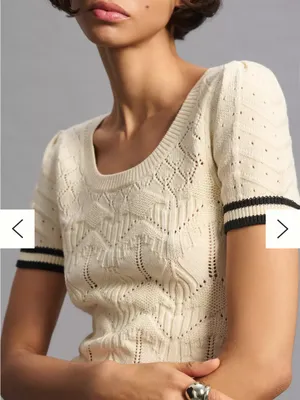 Maeve Short-Sleeve Pointelle Sweater small thumbnail 2