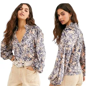 Free People Go Get ‘Em Tiger Print Velvet Top Size Small thumbnail 1