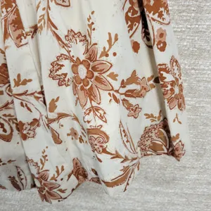 Abercrombie & Fitch Babydoll Cami Top Womens M White Brown Floral Tiered Tunic thumbnail 4